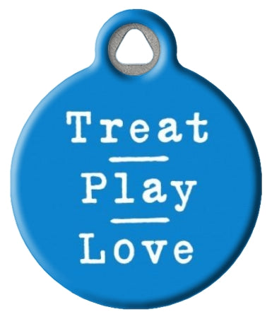 Treat Play Love Pet ID Tag - Blue