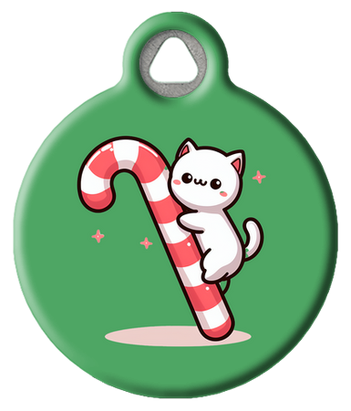 Candy Cane Christmas Cat Pet ID Tag