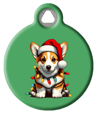 Christmas Corgi Glow Pet ID Tag