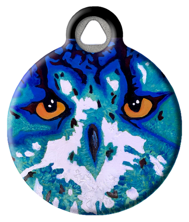 Artistic Owl Face Pet ID Tag