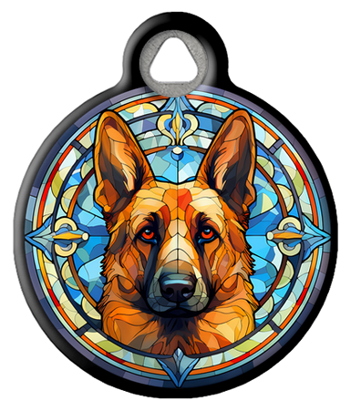 Artistic Stained Glass German Shepherd Pet Tag