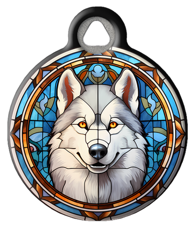 Artistic Stained Glass Husky Dog Pet ID Tag