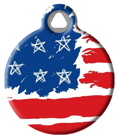 Artistic USA Flag Pet ID Tag