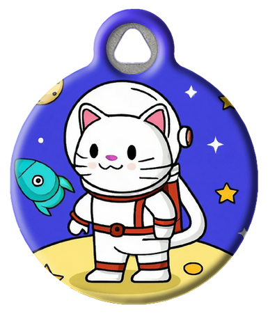 Astronaut Cat Cartoon Pet ID Tag