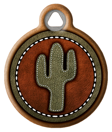 Aztec Cactus Faux Leather Pet ID Tag