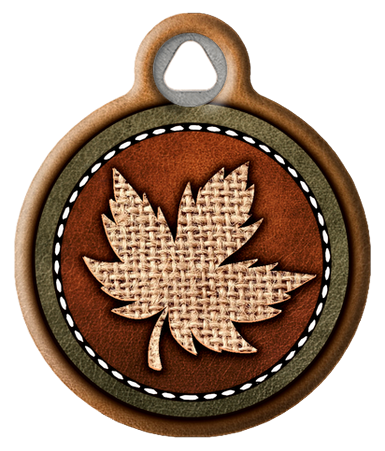 Burlap Maple Leaf Design on Faux Leather Pet ID Tag