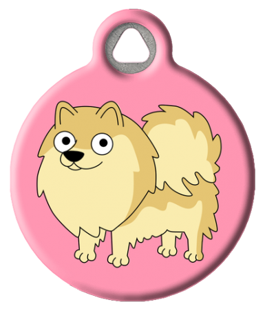 Cartoon Pomeranian Dog Name Tag