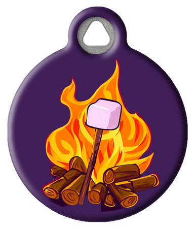 Crackling Campfire & Marshmallow Pet ID Tag