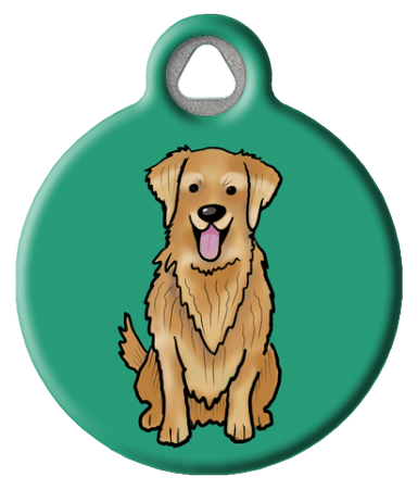 Cute Cartoon Golden Retriever Dog ID Tag