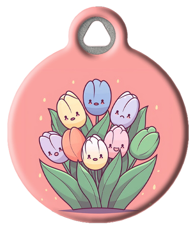 Cute Spring Tulips Pet ID Tag