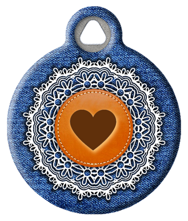 Denim with Lace Heart Pet ID Tag