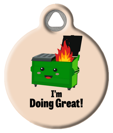 Funny Dumpster Fire Pet ID Tag