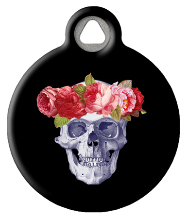 Flower Crown Skull Pet ID Tag