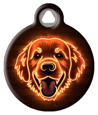 Glowing Golden | Neon-Lit Golden Retriever Pet ID Tag