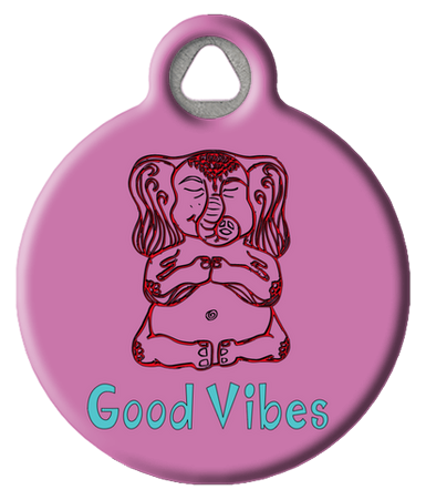 Good Vibes | Meditating Elephant Pink Pet ID Tag