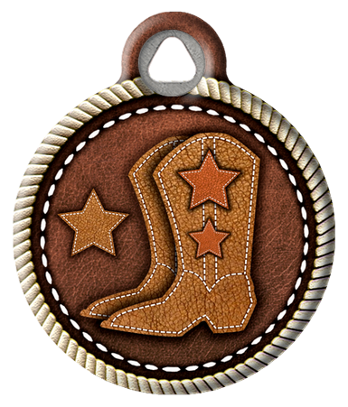 Kickin Cowboy Boots Faux Leather Pet ID Tag