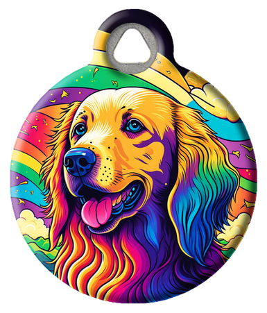 Retro 80s Golden Retriever Pet ID Tag