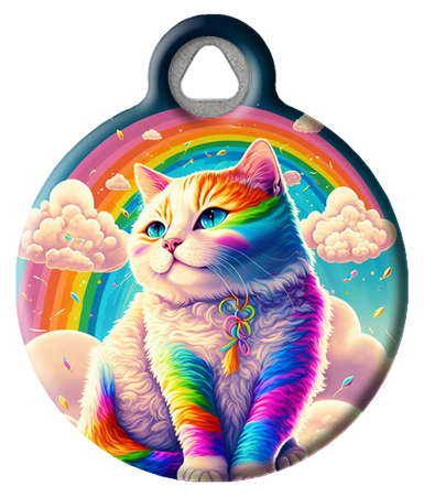 Retro 80s Rainbow Kitty Cat ID Tag