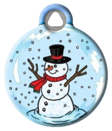 Snowman In Snow Globe Pet ID Tag