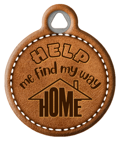 Stitched Faux Leather Help Me Find My Way Home Pet Tag