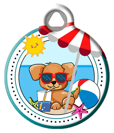 Summer Sipping Puppy Dog ID Tag