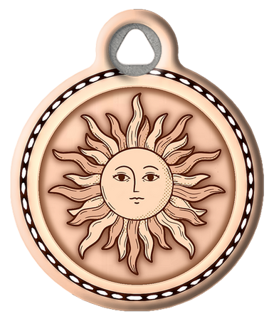 Sun Faced Natural Leather Pet ID Tag