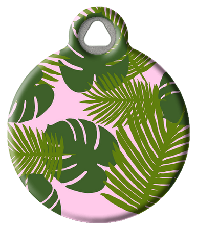 Tropical Leaves Pattern Pet ID Tag