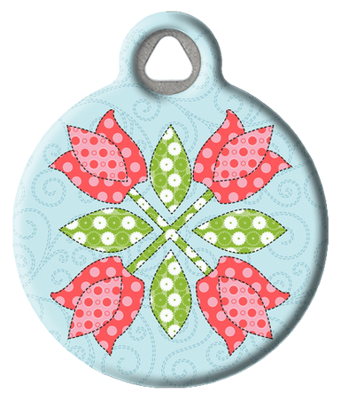 Tulip Quilted Pattern Pet ID Tag