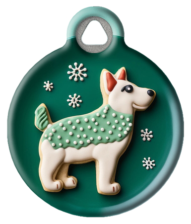 White Shepherd Christmas Cookie Pet ID Tag