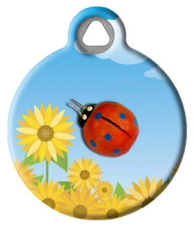 Lady Bug and Daisies Pet ID Tag