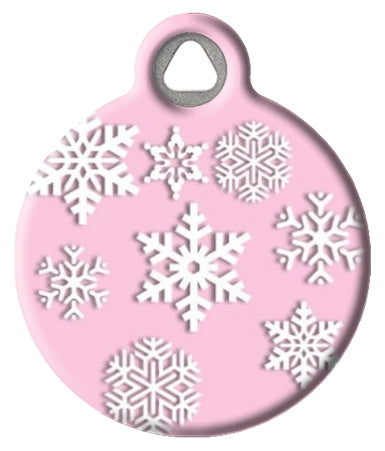 Pink Snowflake Pet ID Tag