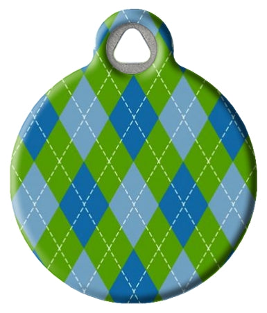 Argyle Blue Pet ID Tag