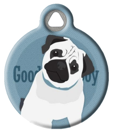 Pug Good Boy Dog ID Tag