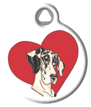 Harlequin Great Dane Dog Tag - Heart