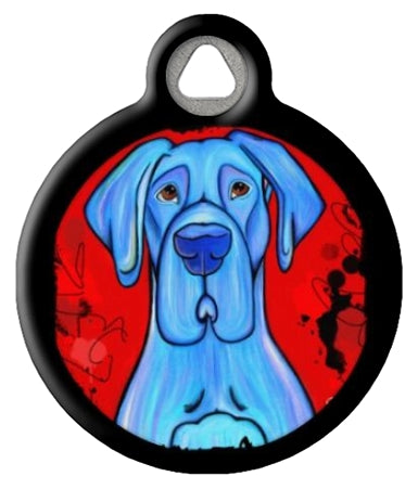 Blue Great Dane Dog Id Tag