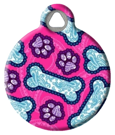 Pink Dog Paisley Pet ID Tag