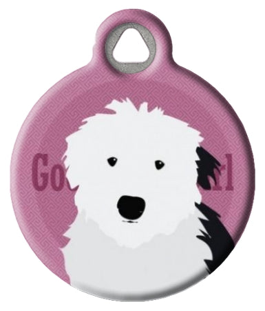 Old English Sheepdog Dog ID tag  - Good Girl