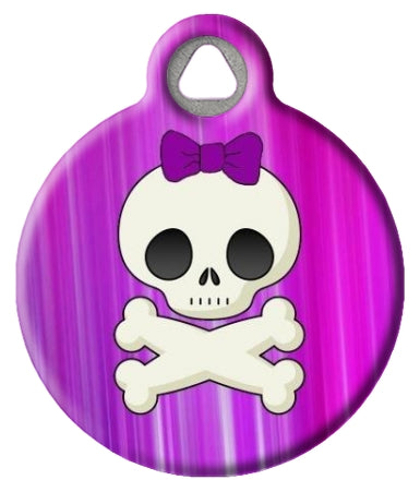 Girlie Skull and Cross Bones Dog ID Tag