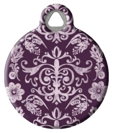 Purple Baroque Pattern Designer Pet ID Tag