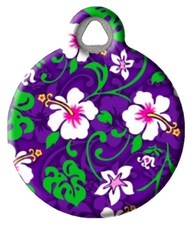 Purple Hawaiian Print Pet ID Tag