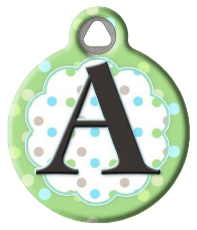 Pastel Dots Monogram A-Z Pet ID Tag