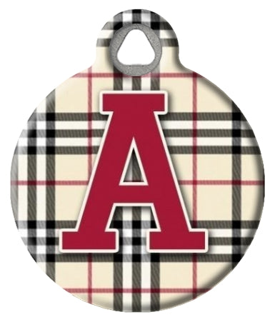 Monogram A-Z Dog ID Tag - Plaid