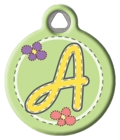 Green Stitch Monogram A-Z Pet ID Tag