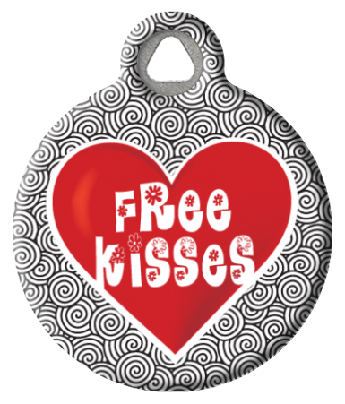 Free Kisses Heart Pet ID Tag