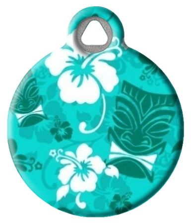 Turquoise Tiki Pet ID Tag