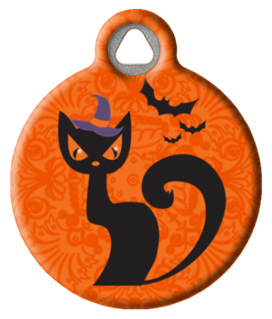 Witchy Cat Halloween Pet ID Tag