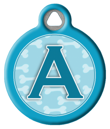 Blue Bones Monogram A-Z Dog ID Tag