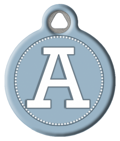 Blue Grey Monogram A-Z Pet ID Tag