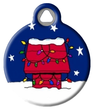 Christmas Red Dog House Dog ID Tag