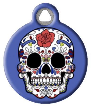 Sugar Skull Pet ID Tag - Blue